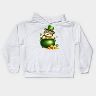 St Patricks Day Exotic Shorthair Cat Kids Hoodie